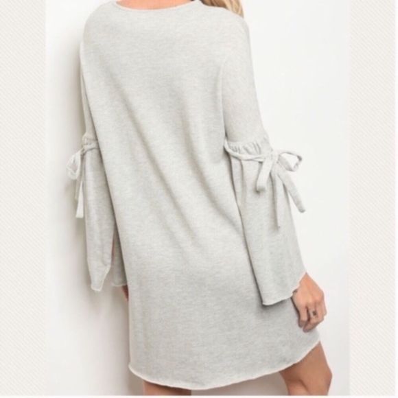 Oatmeal Sweater Dress Ties at the Elbow Sweatshirt Dress - Picture 2 of 5